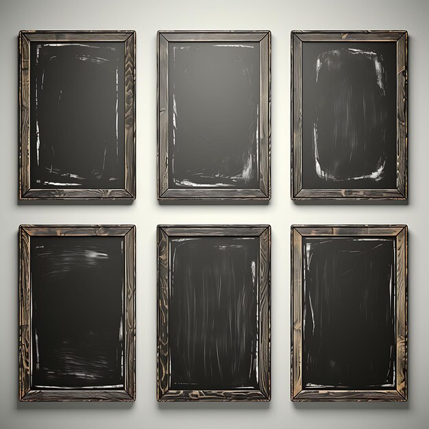 Photo frame of chalkboard paper with a matte black surface a distressed woo 2d flat on white bg wall art