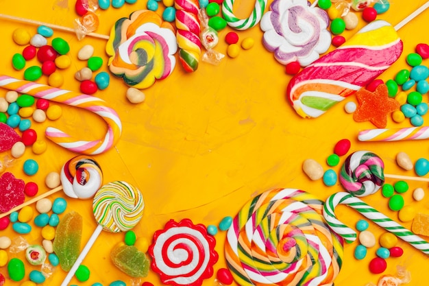 frame of colorful bright assorted candy