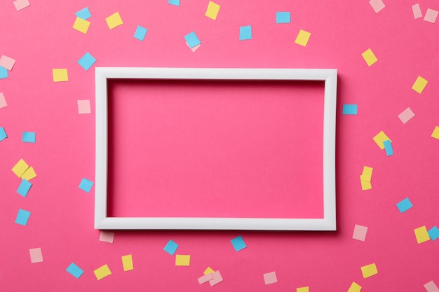 Frame on decorated pink background, space for text