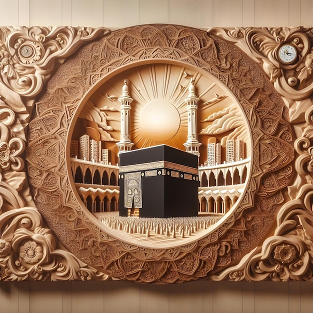 Photo frame decoration wall mekkah kaaba hajj ai generator