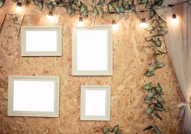 Frame decorative on wooden background