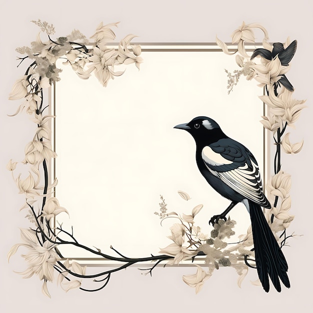 Frame Design of a Magpie Bird With a Striking Combination of Black and White iPhone Case Style Art