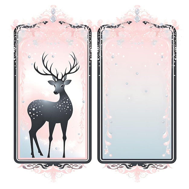 写真 デザイン: 柔らかいパステル色の鹿のフレーム 雪花の装飾 細なiphoneケース スタイル アート