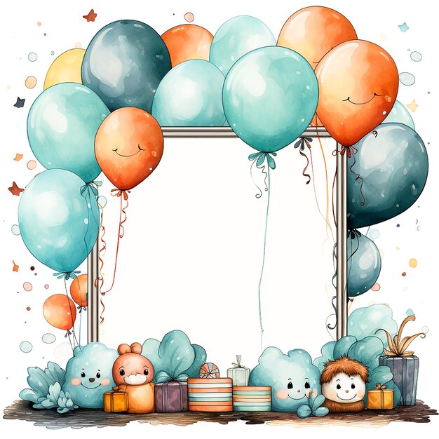 A frame design with balloons and gifts generated by AI