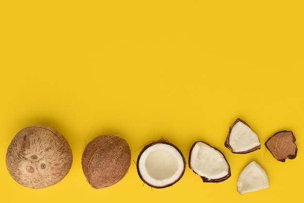 Frame of different coconuts