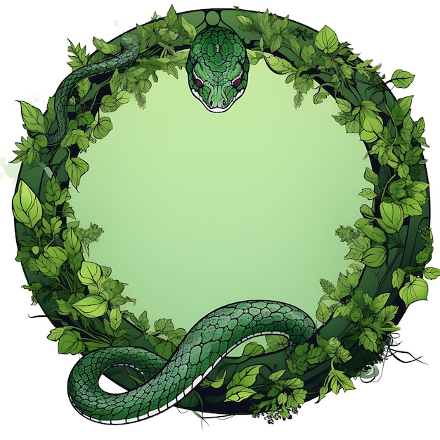 Frame of Emerald Tree Boa Sculpt a Frame Mimicking the Coile For Kid 2D Flat Creative Design Art