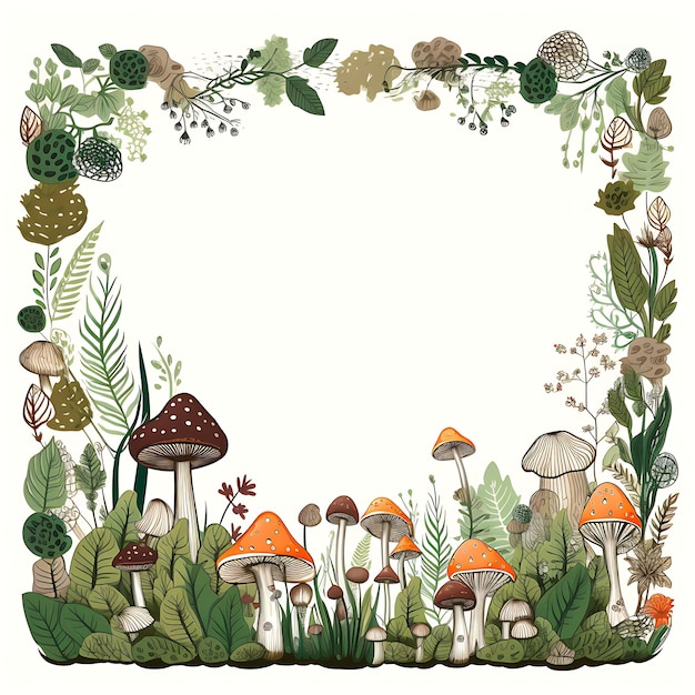 Frame Enchanted Forest Scribbles Frame With Mushrooms Woodland Ani Creative Scribbles Decorative