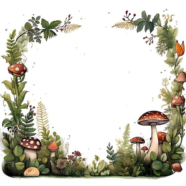 Frame Enchanted Forest Scribbles Frame With Mushrooms Woodland Ani Creative Scribbles Decorative