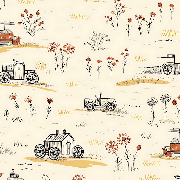 Frame of farmhouse inspired scribbles frame with barns tractors and s clipart tshirt tattoo design