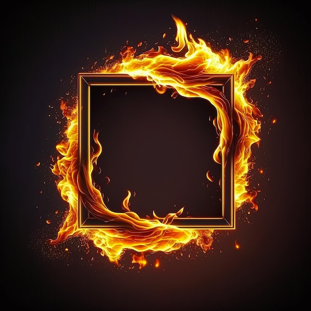 frame on fire, burning frame isolated. AI Generated