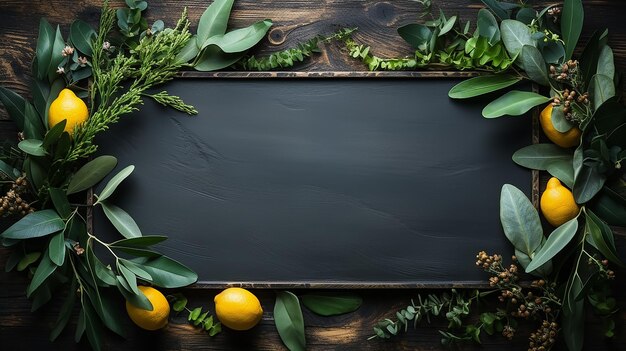 frame floral ornament around the school chalkboard