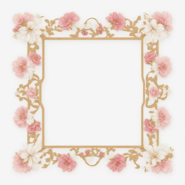 Photo frame of floral pattern white background