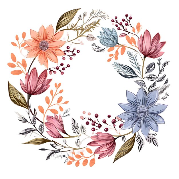 Frame Floral Wreath Scribbles Oval Frame With Flowers Leaves and v Creative Scribbles Decorative