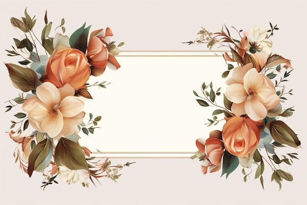 A frame of flowers with a gold border.