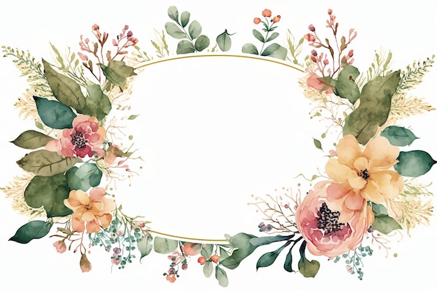 A frame of flowers with a gold border