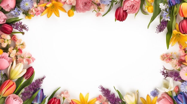 a frame of flowers with a white background with a white background.