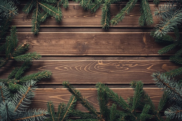 Cornice da rami di albero di natale con copia spazio