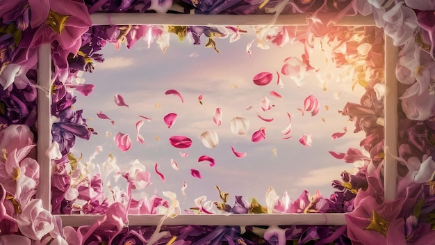 Frame from flowers and petals