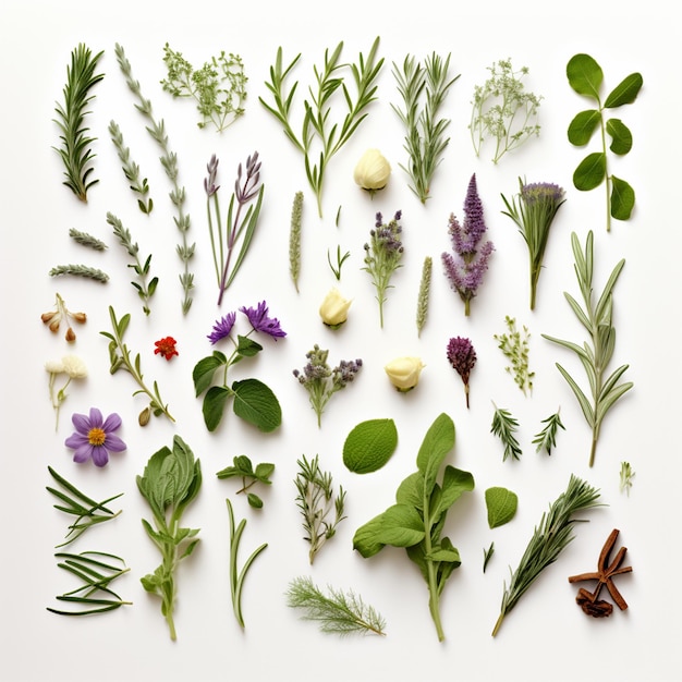 Frame from medicinal herbs on a white background