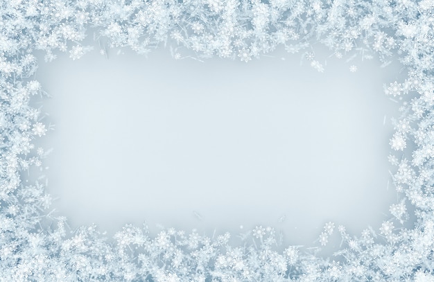 Foto cornice da una varietà di fiocchi di neve