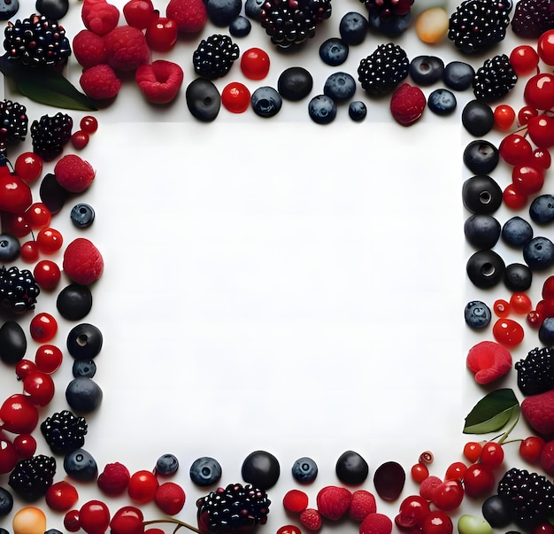 Frame of fruits and berries