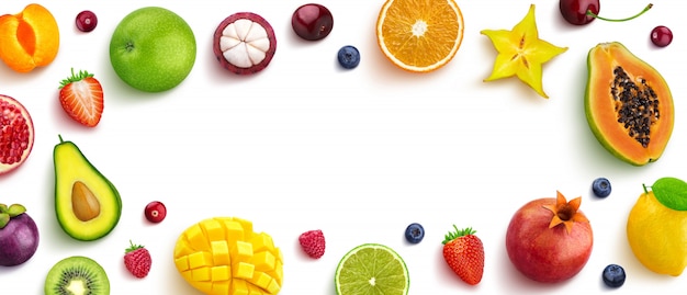 Photo frame of fruits with empty space for text