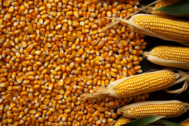 Рамка из золотой кукурузы и семян, предлагающая место для вашего контента