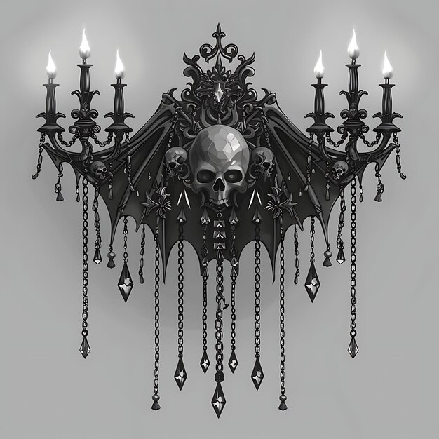 Frame of Gothic Wall Sconce With Gargoyle and Flame Decorations Dangl CNC Die Cut Outline Tattoo