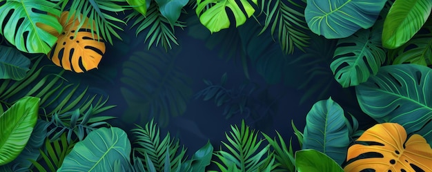 Frame grens kleurrijke jungle tropische bladeren achtergrondx9