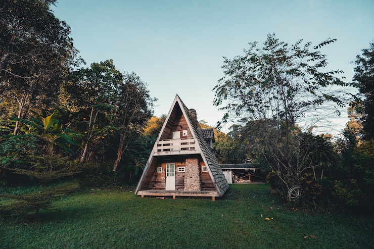 Photo a frame house 가을 단풍 전 여름 아침
