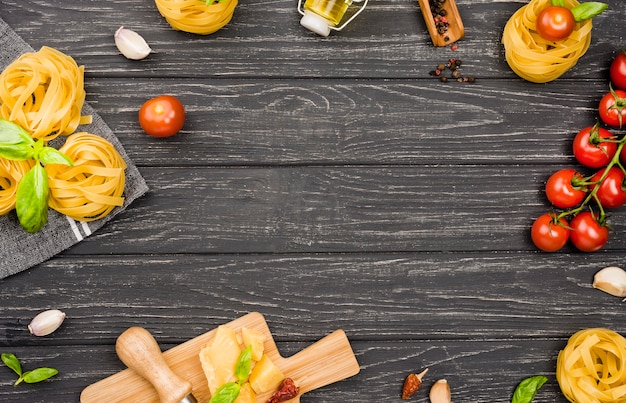 Photo frame ingredients for italian food