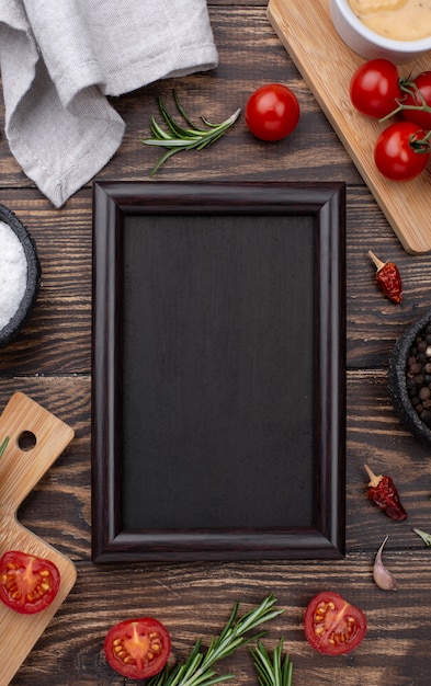 Frame of ingredients on table