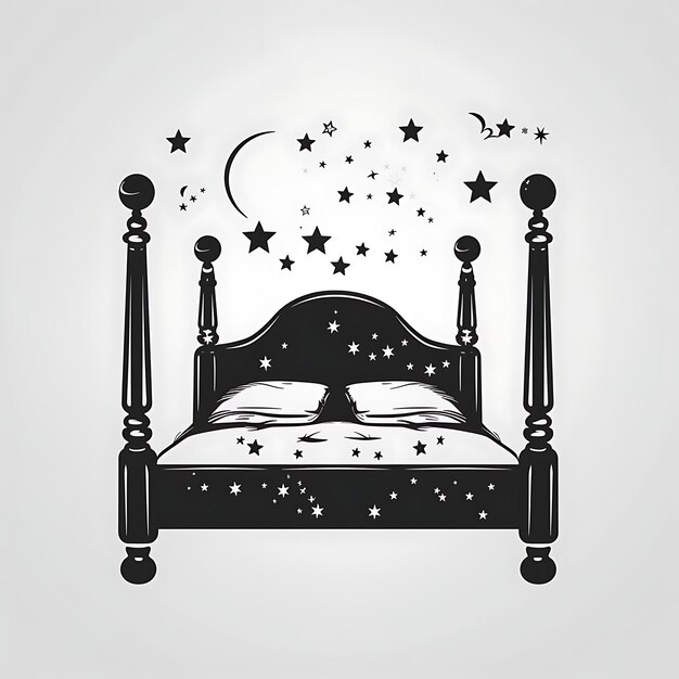 Frame of Inn CNC Art With Bed Design and Star Symbols for Decoration CNC Die Cut Outline Tattoo