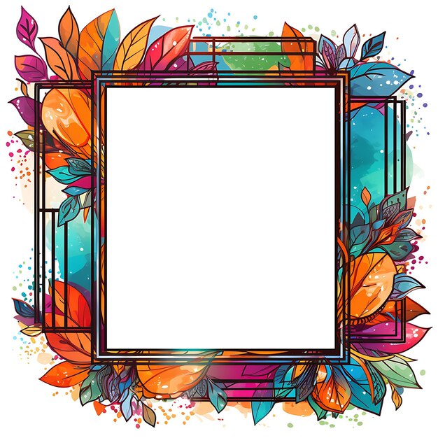 Frame of Intricate Mosaic Scribbles Rectangular Frame With Geometric Markers Clipart Tshirt Design