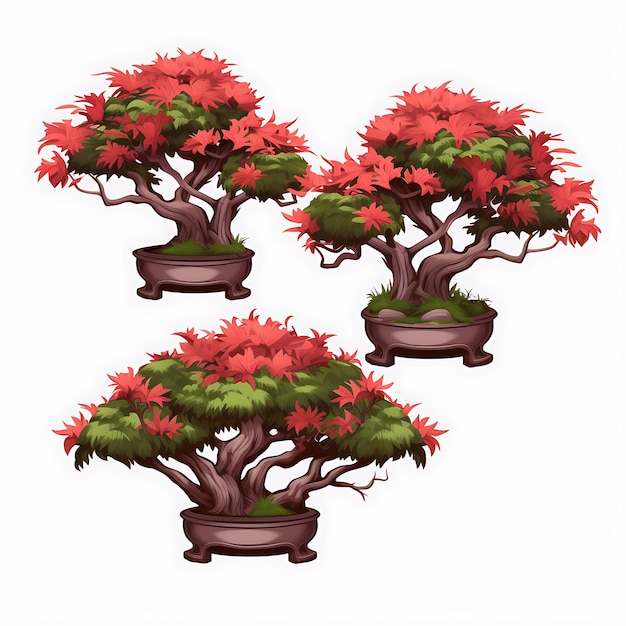 Photo frame japanese maple shrubs trimmed into bonsai like forms accompa 3d creative art decorator