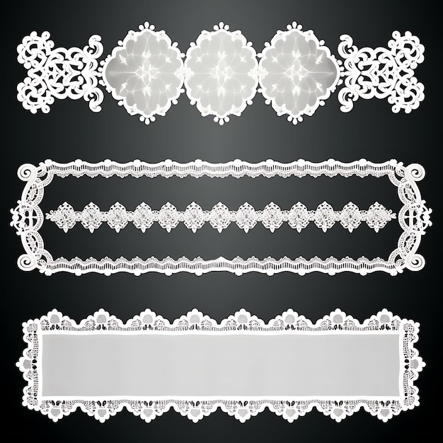 Frame of Lace Trim Frame Delicate White Color Used for Vintage Postca Flat 2D Clipart Decoration