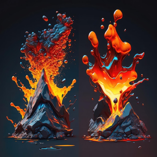 Foto frame lava splash vfx game ai generato