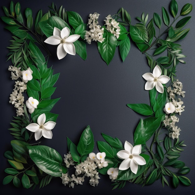 A frame of leaves and flowers with the word magnolia on it.