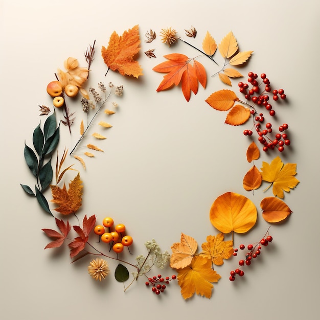 Frame made of autumn leaves on white background