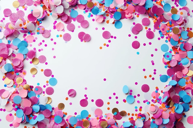 Foto cornice fatta di confetti colorati