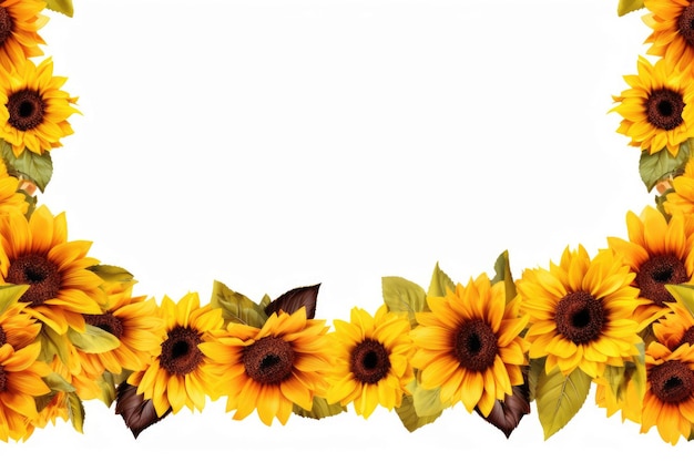 Frame made of different sunflowers