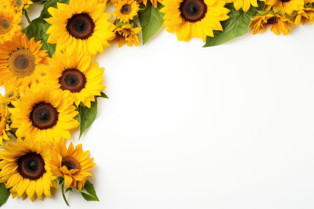 Frame made of different sunflowers