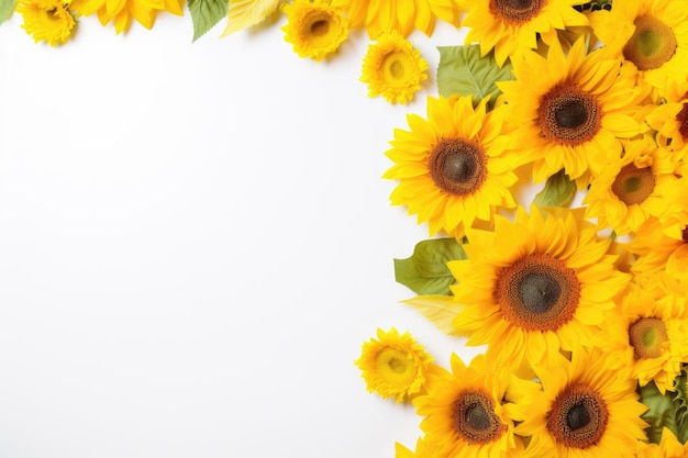 Frame made of different sunflowers