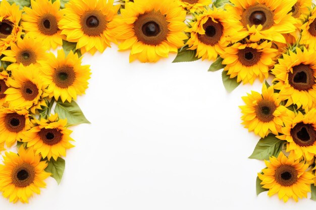 Frame made of different sunflowers