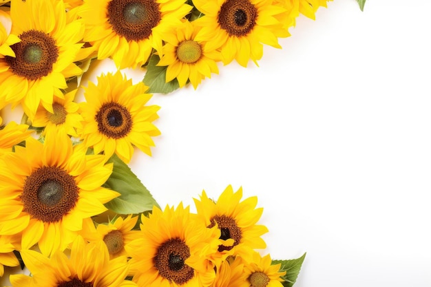 Frame made of different sunflowers