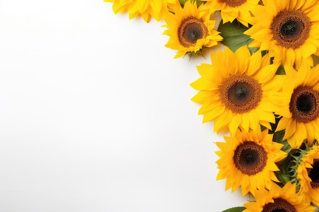 Frame made of different sunflowers