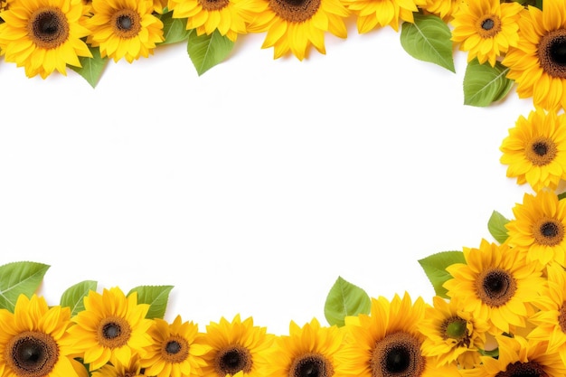 Frame made of different sunflowers