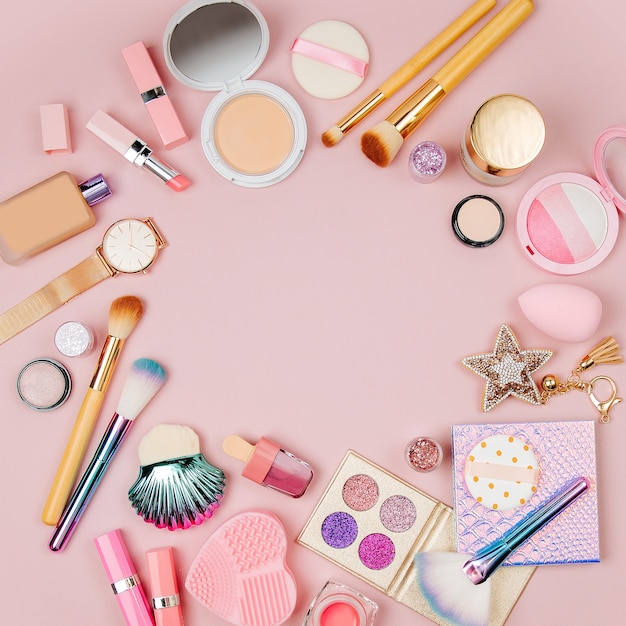 Frame made of female accessory and cosmetic products