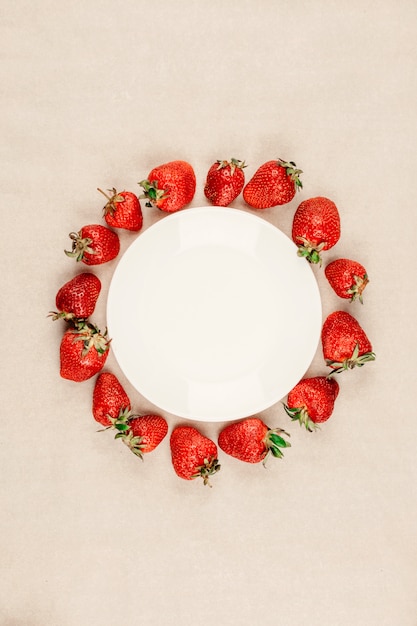 Frame made of fresh strawberry 