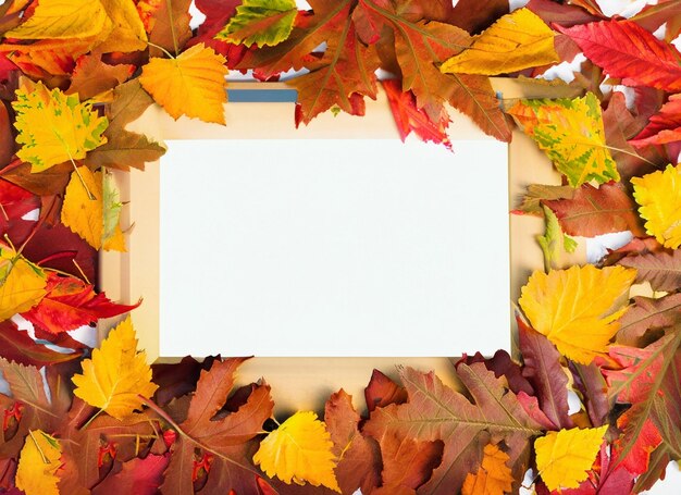 Frame made from autumn leaves